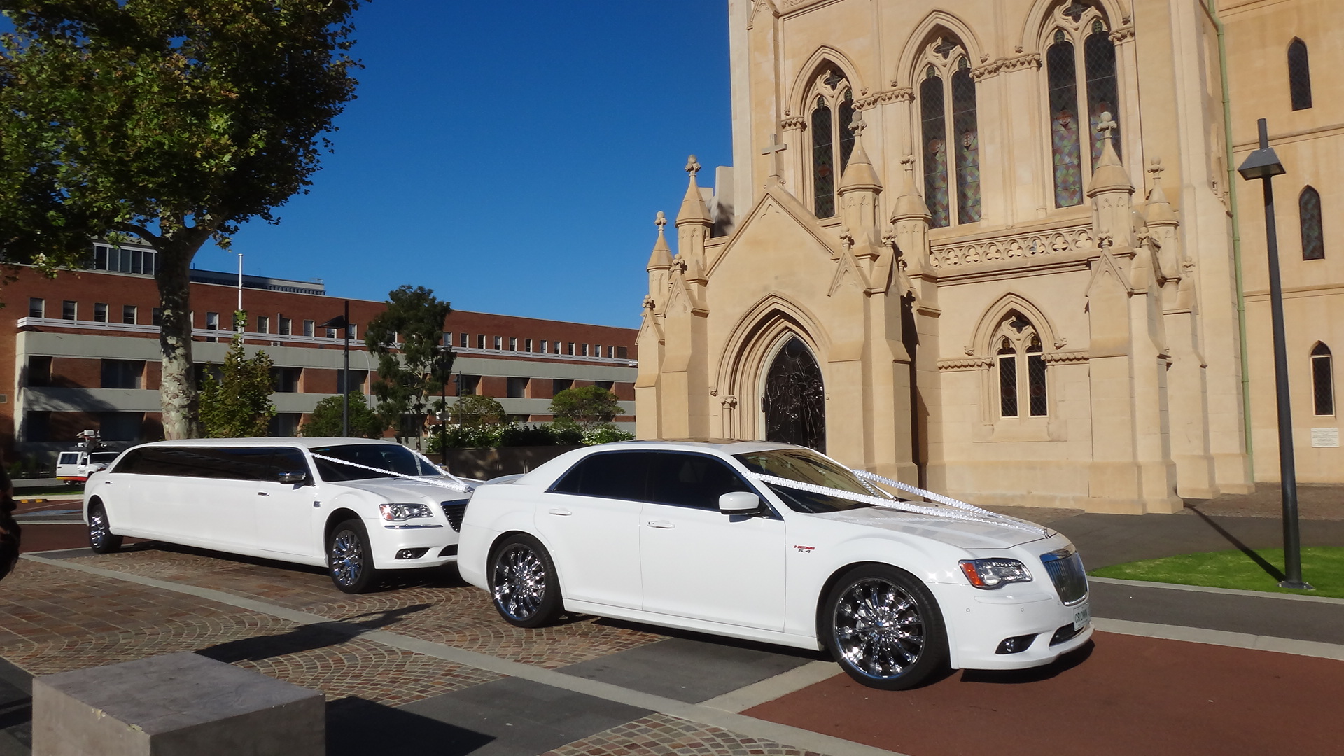 Chrysler limo and sedan st Mary Cathedral Perth